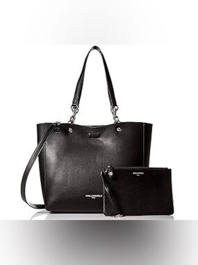 Karl Lagerfeld Paris Adele Tote Black Large Shoulder Bag Pouch Designer Handbag